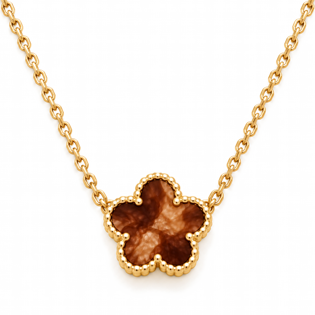 Clover Necklace – Brown Marble