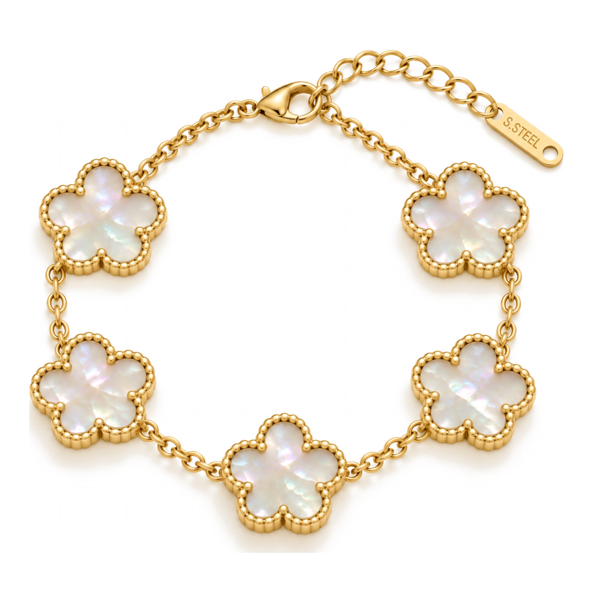 Clover Bracelet – Rainbow White