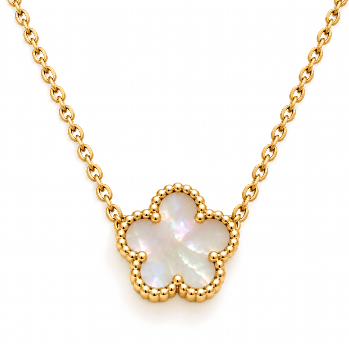 Clover Necklace – Rainbow White