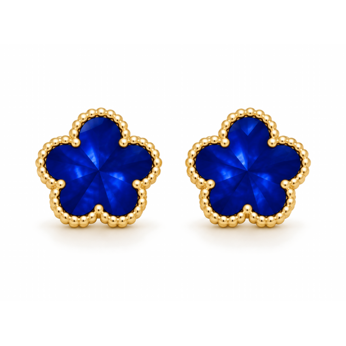 Clover Stud Earrings – Royal Blue Shimmer