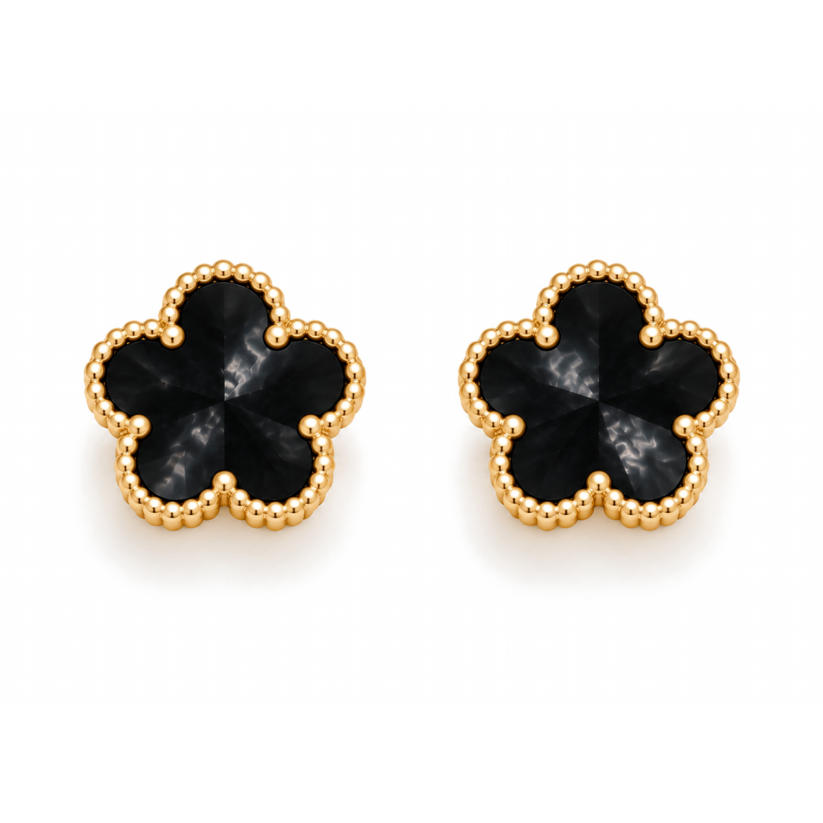 Clover Stud Earrings – Black Shimmer