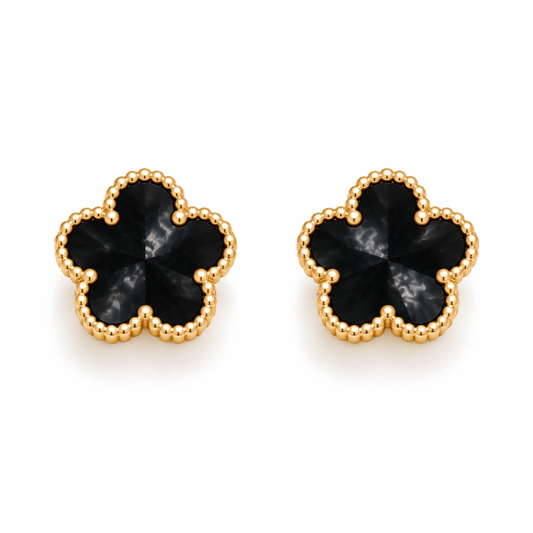 Clover Stud Earrings – Black Shimmer