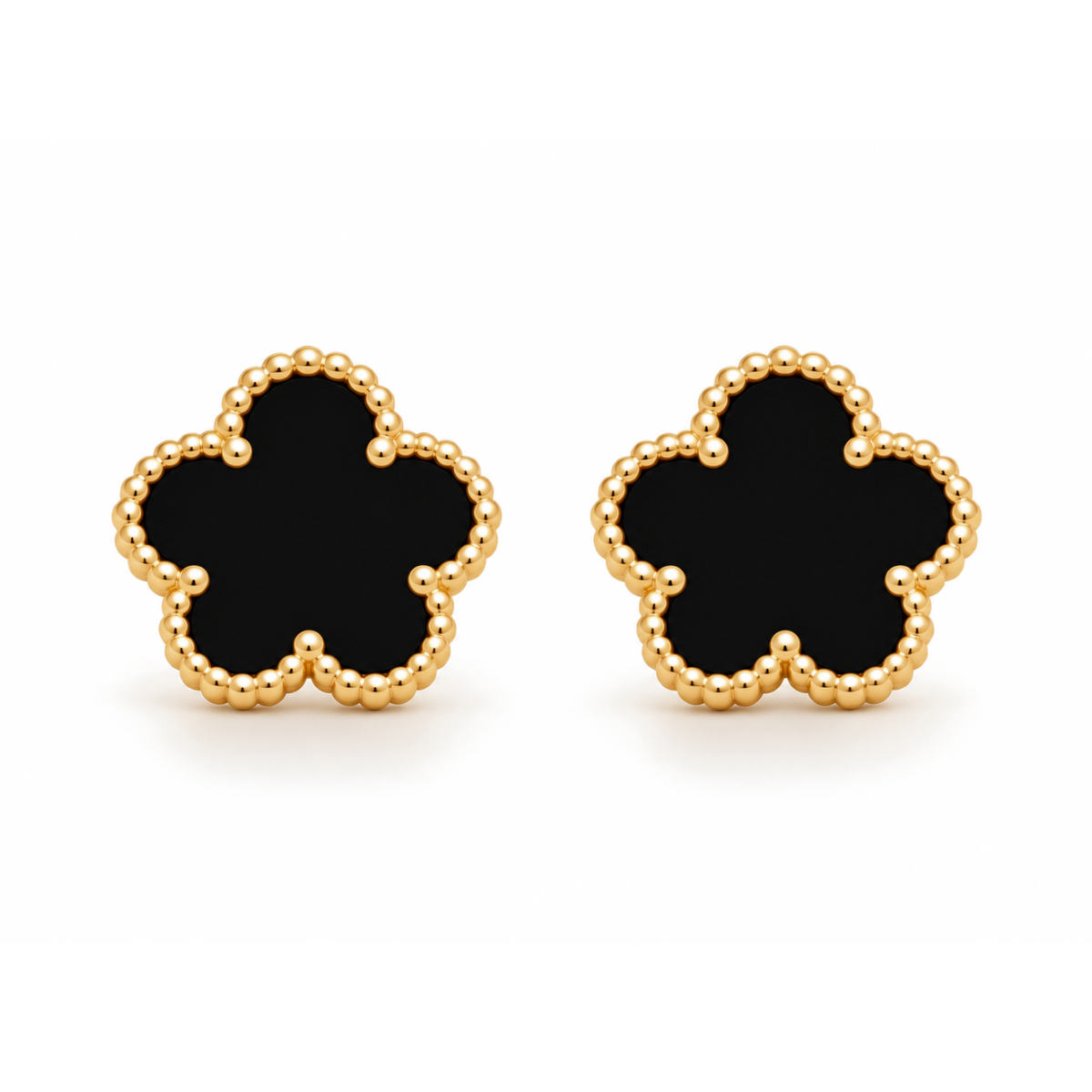 Clover Stud Earrings – Matte Black