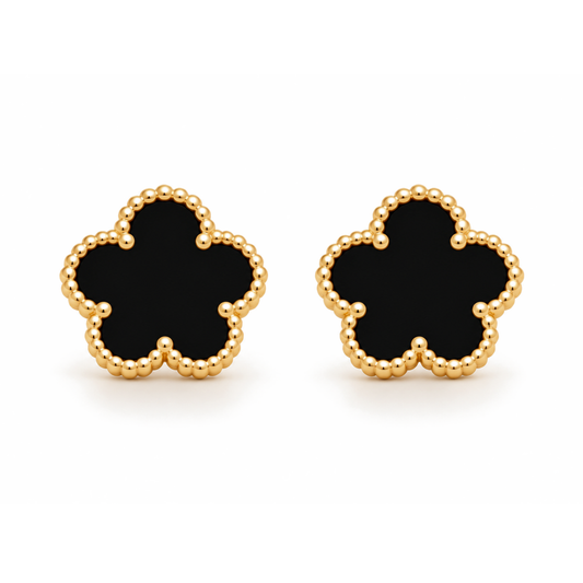 Clover Stud Earrings – Matte Black