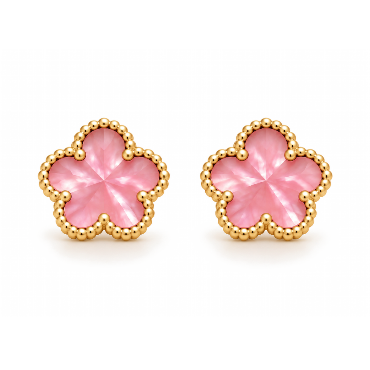Clover Stud Earrings – Pink Shimmer