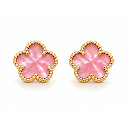 Clover Stud Earrings – Pink Shimmer