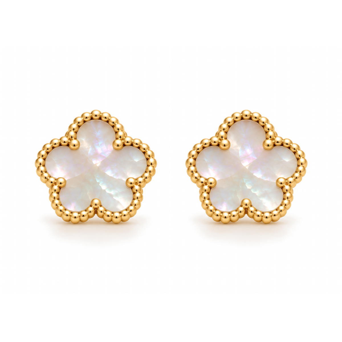 Clover Stud Earrings – Rainbow White