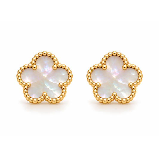 Clover Stud Earrings – Rainbow White